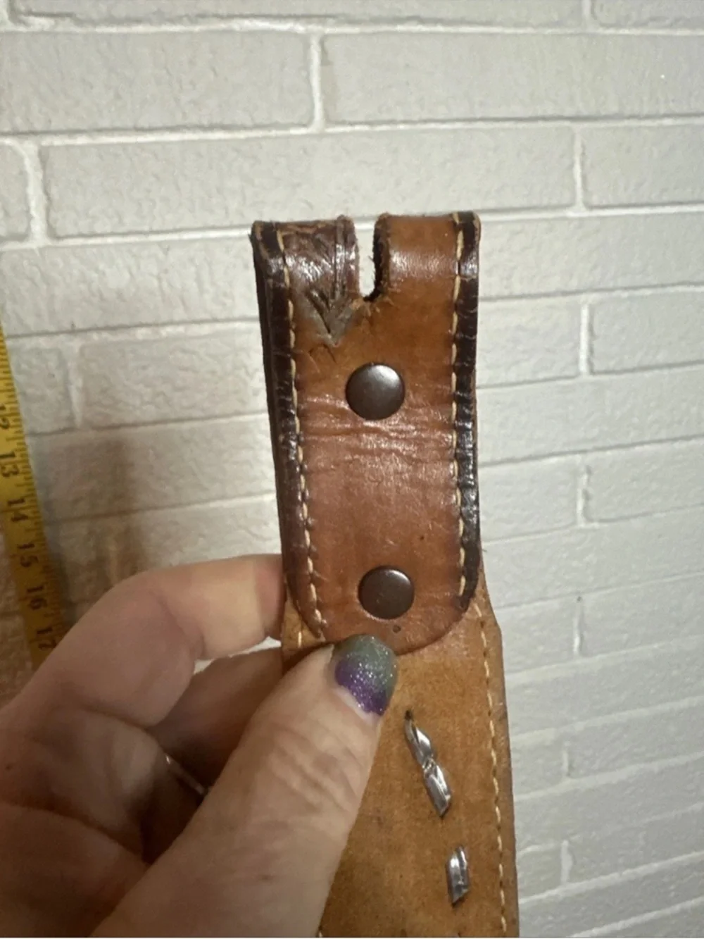 VINTAGE TOOLED LEATHER BELT SNAP STRAP LEAF DESIGN 36